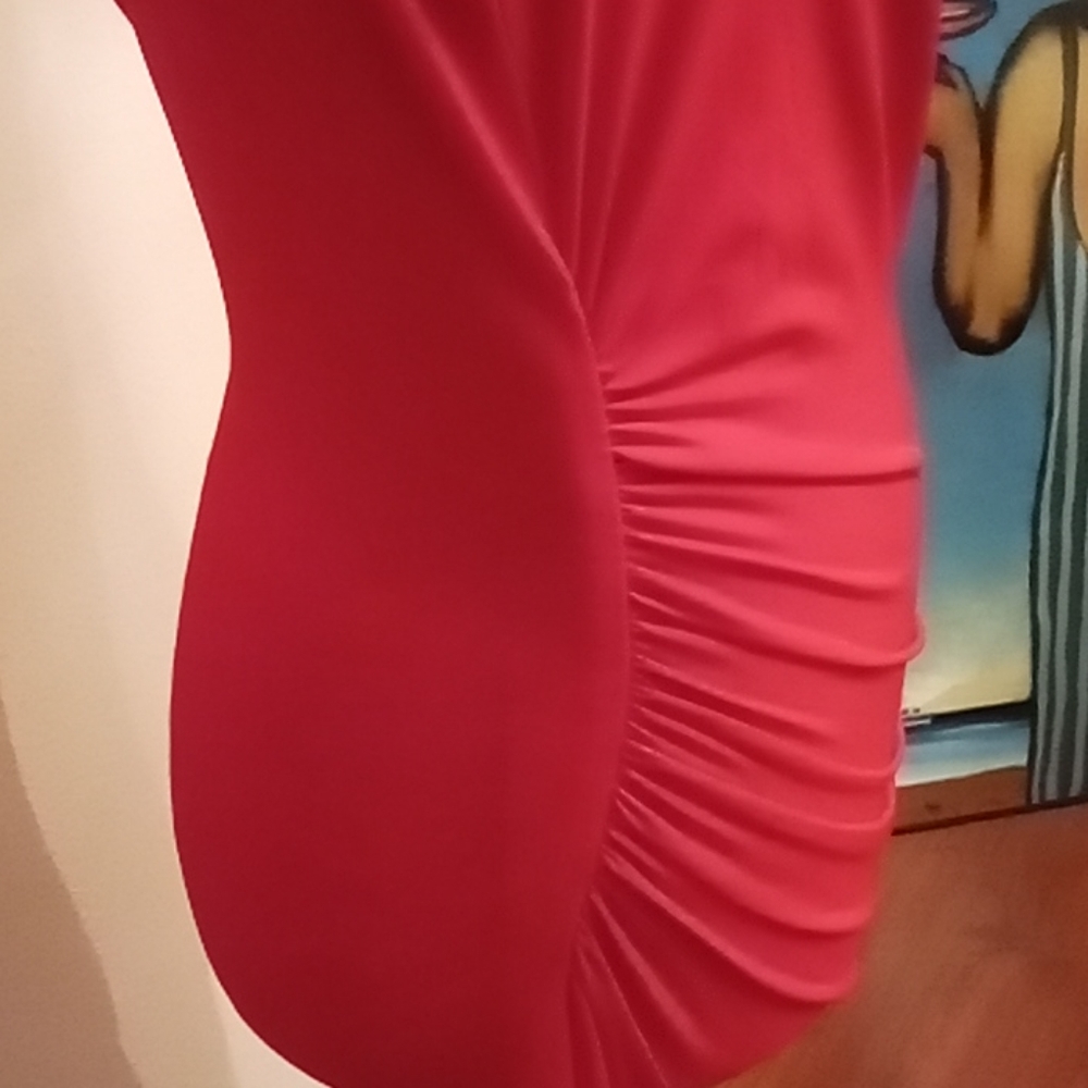 Red Side Ruched Dress - Picture 3 of 6